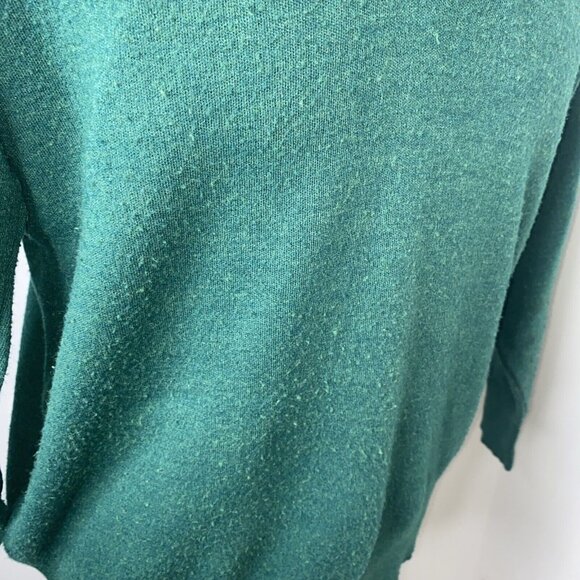 Vintage LL Bean Mens Wool Sweater Elbow Shoulder Patches Green 1/4 Zip Sz L USA - Picture 8 of 10